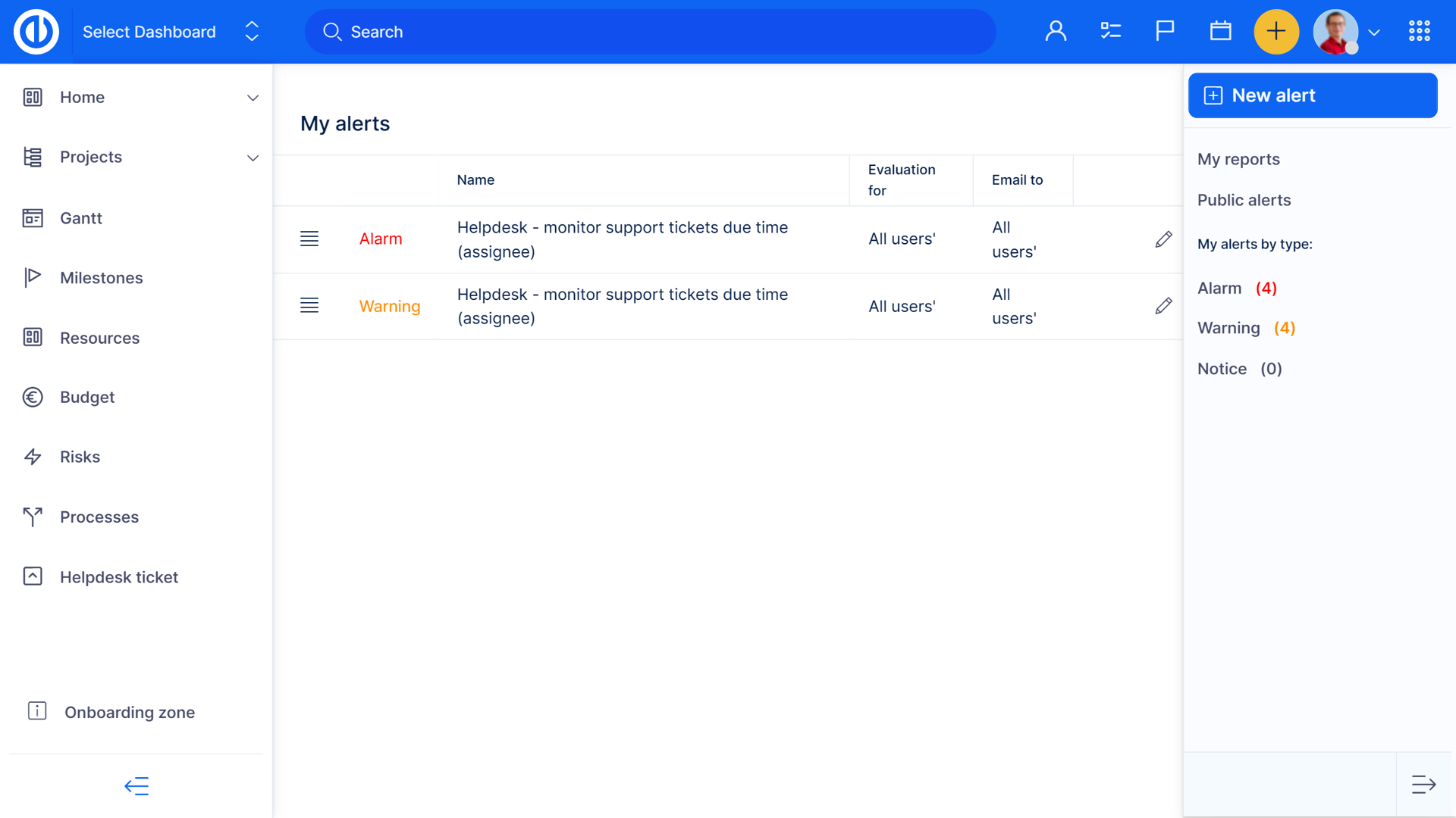 Alerts – Early Warning System - Easy Project
