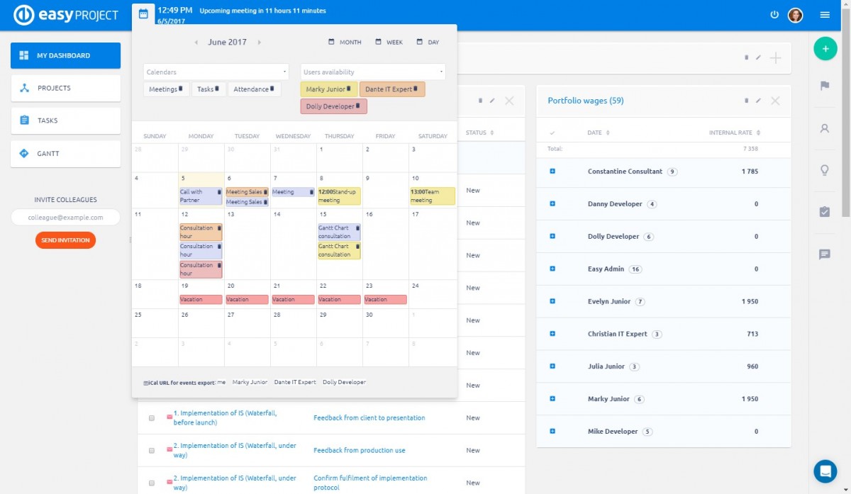 Easy Project - Meeting Calendar Easy Project - Meeting Calendar