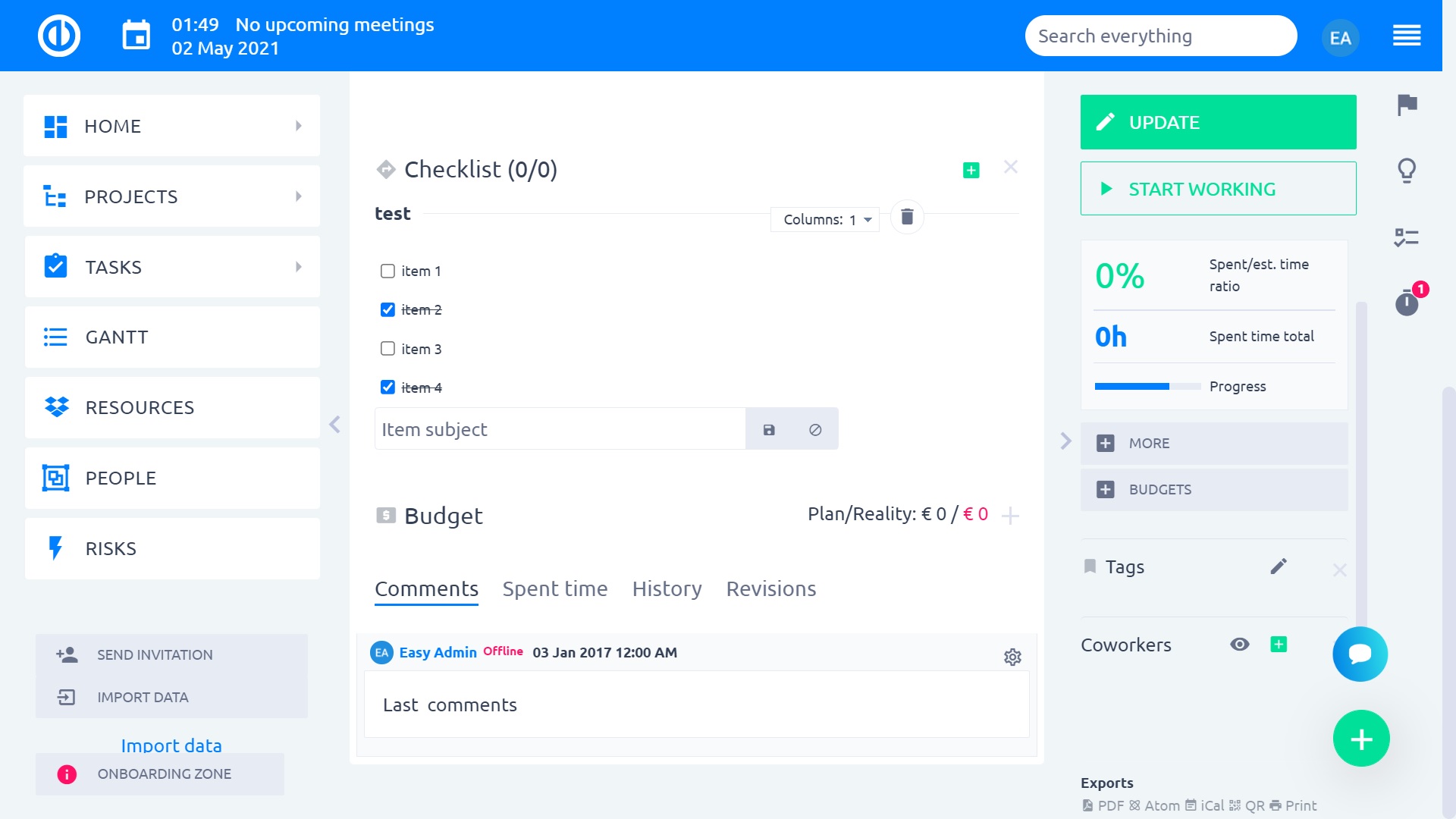 Easy Project – Checklists Easy Project – Checklists