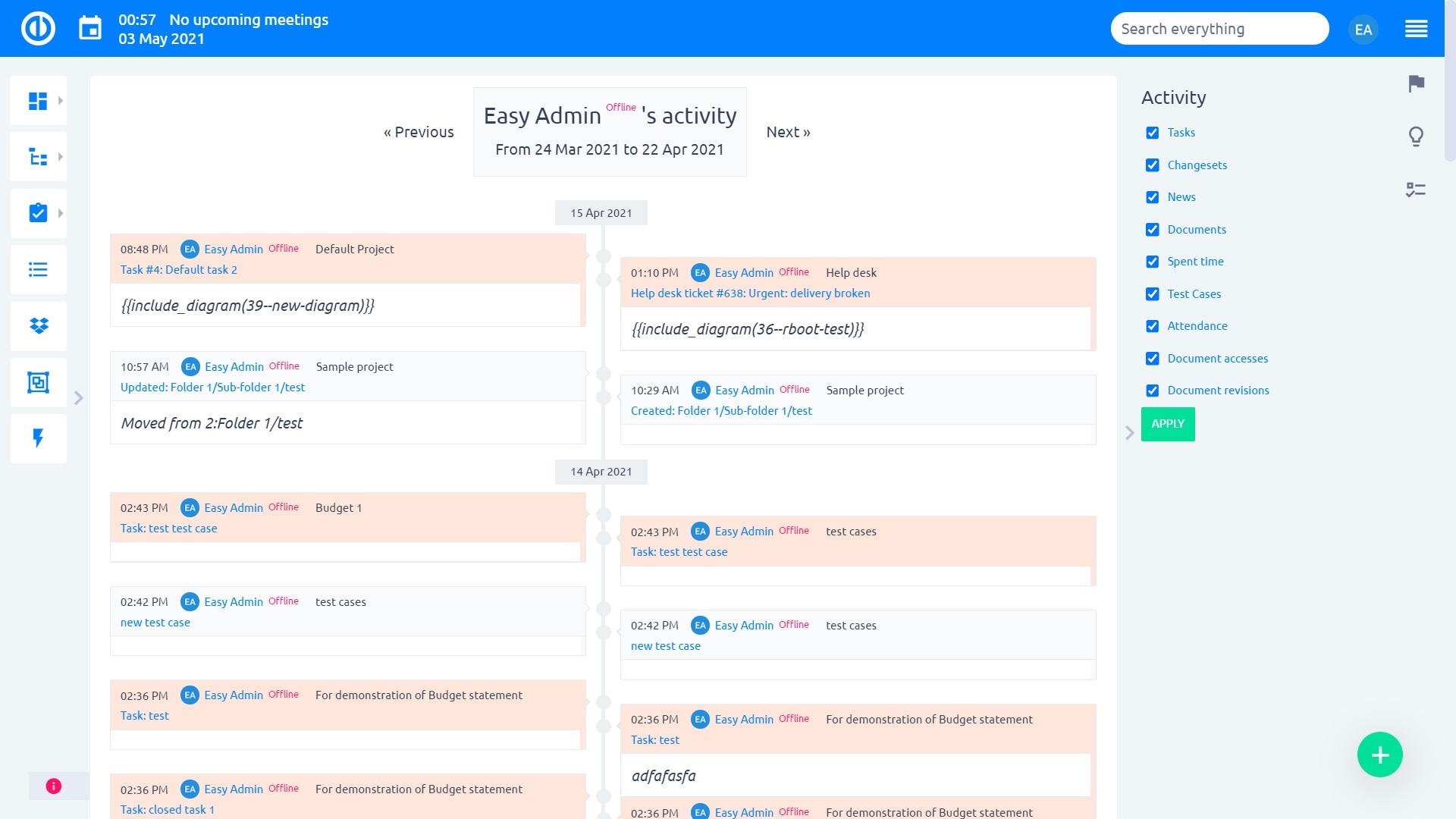Easy Project – Activity Feed Easy Project – Activity Feed