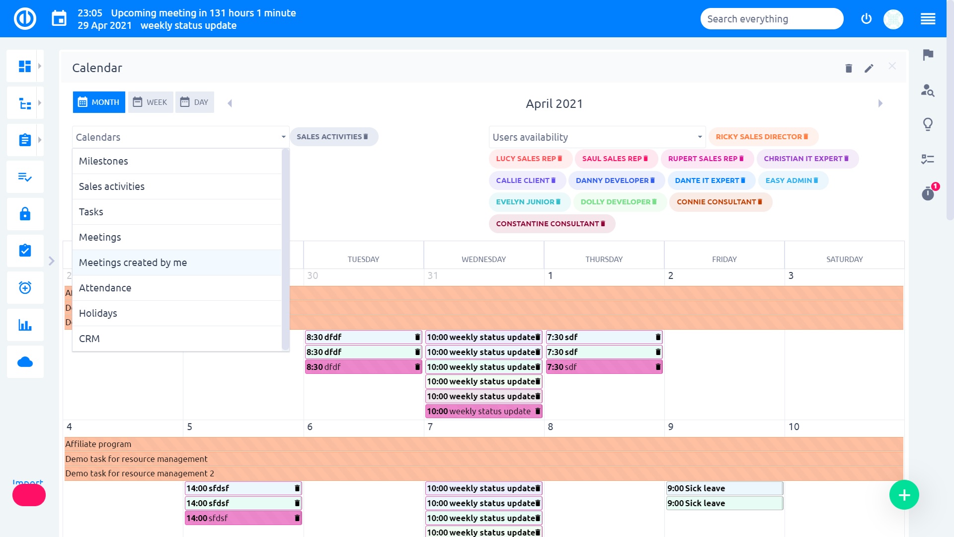 Easy Project – Meeting Calendar Easy Project – Meeting Calendar