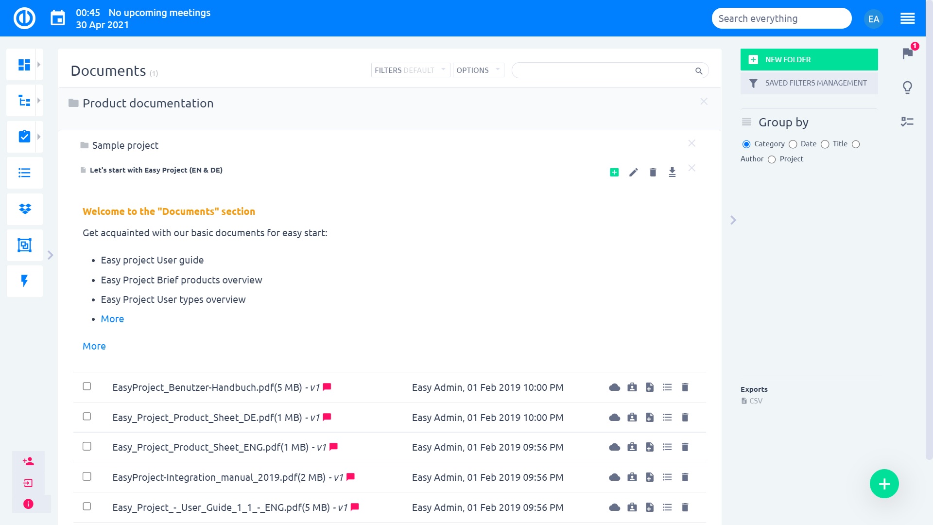 Easy Project – Project Documents Easy Project – Project Documents