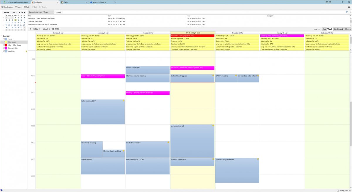 Easy Project 10 - Synchronization of calendars and contacts - Thunderbird calendar