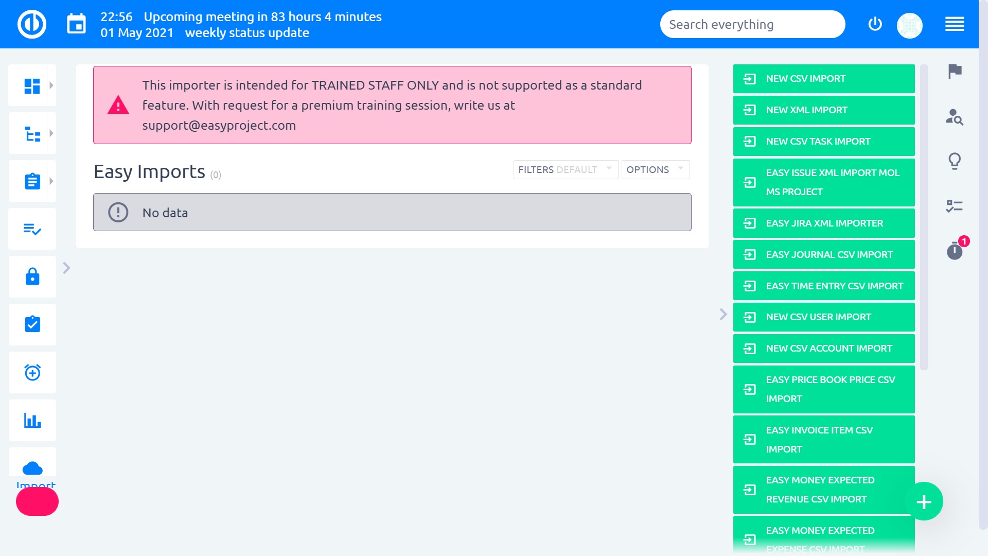 Easy Project – Data import in XML/CSV format Easy Project – Data import in XML/CSV format