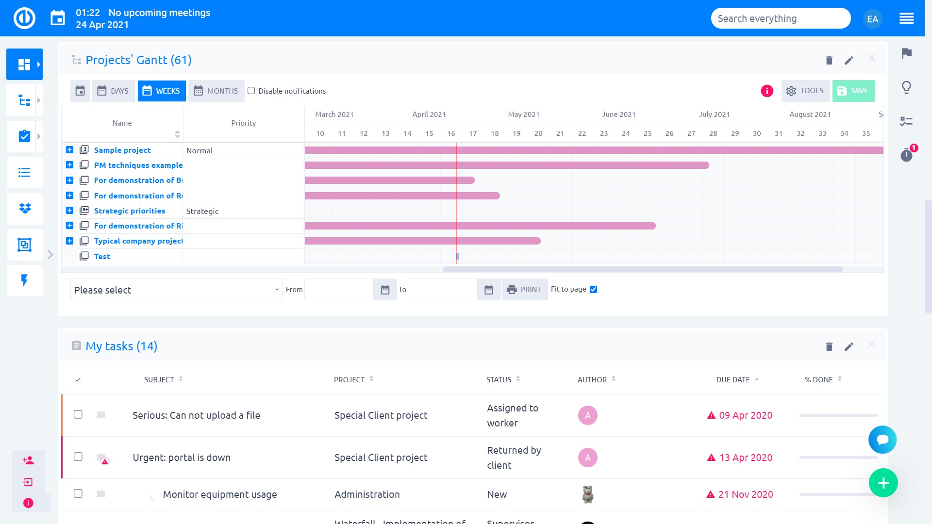 Easy Project – Portfolio Manager Dashboard