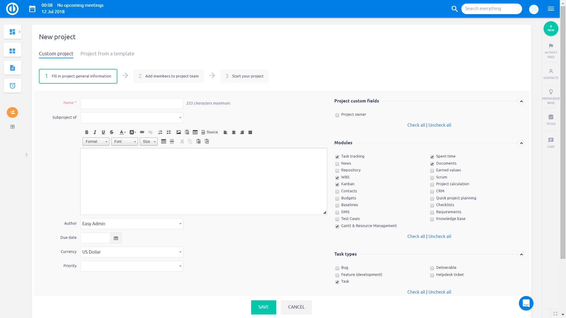 Start a New Project or Open an Existing - Features