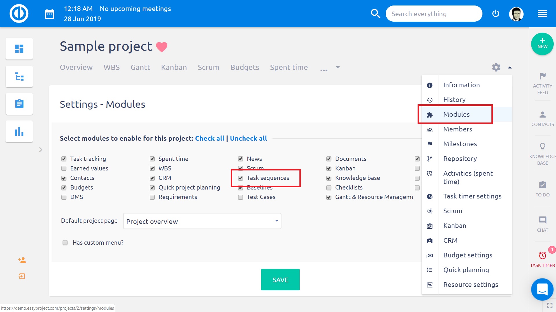 Task sequences (discontinued) - Easy Project