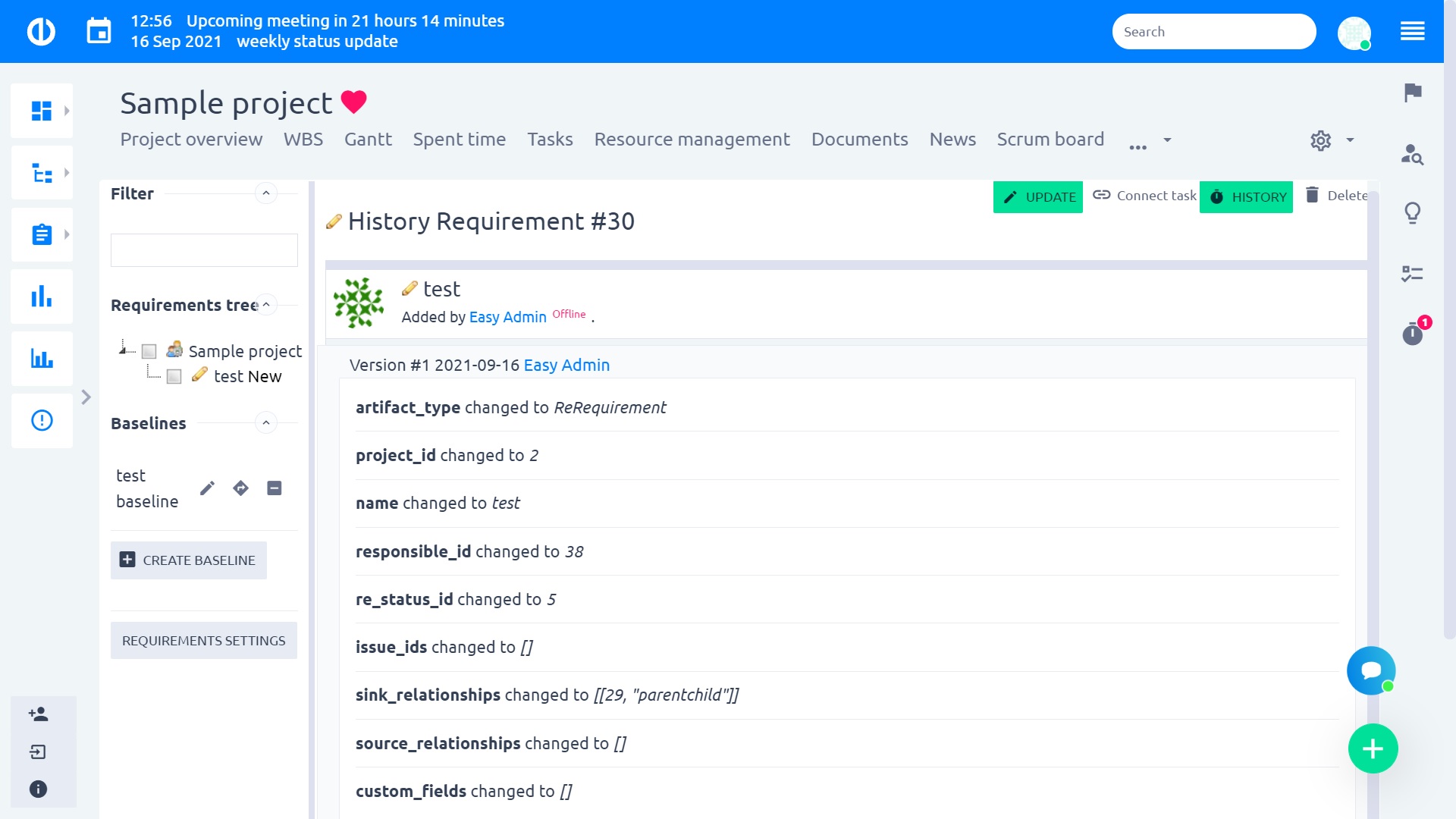 Requirements Management in Easy Project