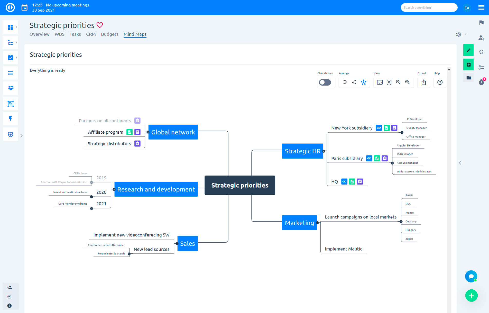 Mind Maps στο Easy Project