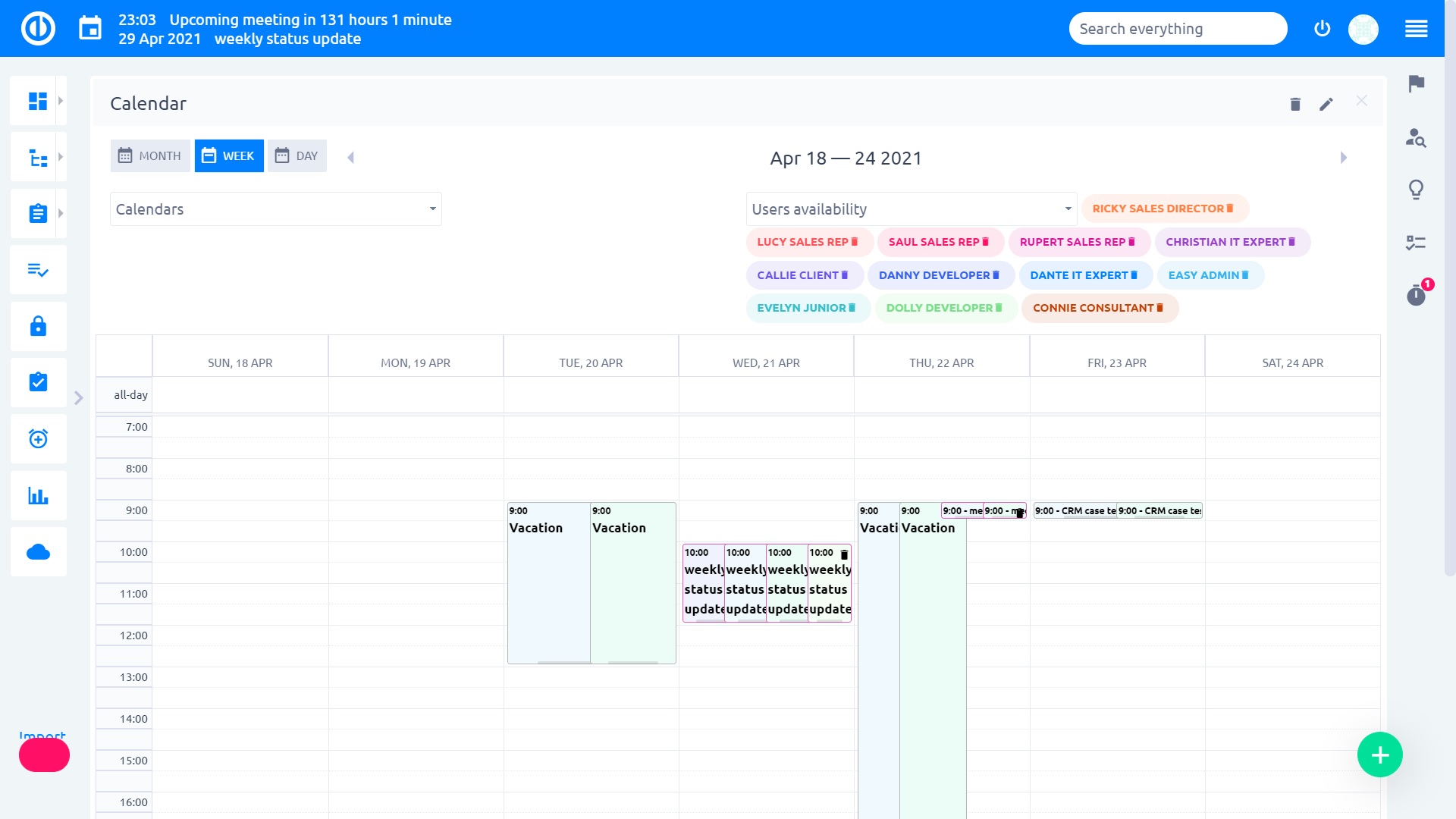 Meeting calendar easy project
